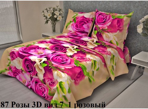 Постельное белье БЯЗЬ ЭКОНОМ дизайн Розы 3D розовый